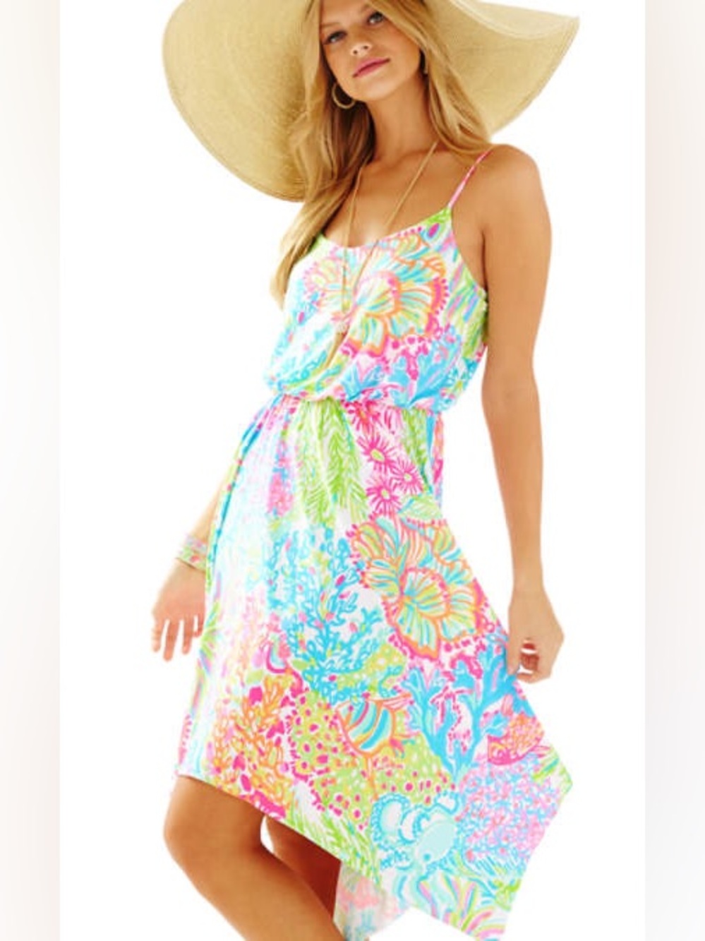 Lilly Pulitzer Dominica Handkerchief Hem Dress, Vibrant “Lover’s Coral” Size XS